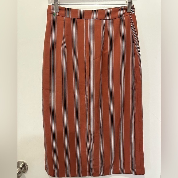 Lulu’s Stride Rust Orange Striped Button Front Pencil Skirt Sz S - Picture 7 of 9